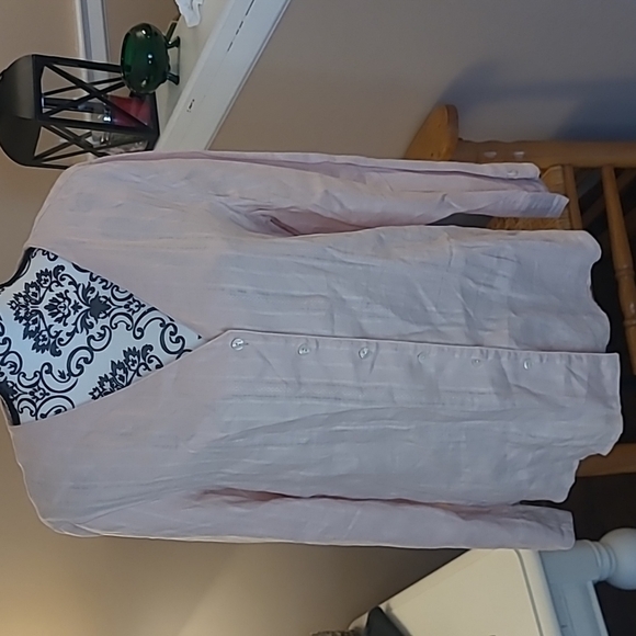 J. JILL light pink linen button up blouse sz medium shirt WT20 - Picture 1 of 7